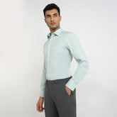 Park Avenue Men Slim Fit Structure Pattern Cotton Polyester Blend Ainsley Collar Full Sleeve Formal Shirt (Size: 42)-PMSX18996-N3 Medium Green