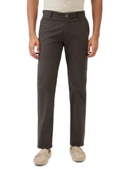 Parx Men Slim Tapered Fit Solid Pattern Cotton Blend Flat Front Casual Trouser XMTT03713-G4 Medium Grey
