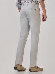 Parx Men Low Rise Tapered Fit Solid Pattern Cotton Blend Flat Front Casual Trouser (Size: 40)-XMTX03724-O7 Grey