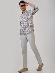 Parx Men Low Rise Tapered Fit Solid Pattern Cotton Blend Flat Front Casual Trouser (Size: 40)-XMTX03724-O7 Grey