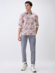 Parx Men Low Rise Tapered Fit Knitted Pattern Cotton Polyester Blend Flat Front Jeans (Size: 38)-XCYA03086-G4 Medium Grey