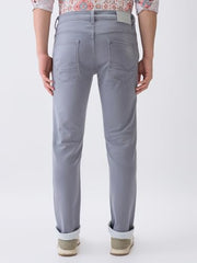 Parx Men Low Rise Tapered Fit Knitted Pattern Cotton Polyester Blend Flat Front Jeans (Size: 38)-XCYA03086-G4 Medium Grey