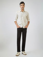 Parx Men Slim Fit Print Pattern Pure Cotton Semicutaway Collar Full Sleeve Casual Shirt (Size: 40)-XMSS14689-F2 Fawn