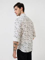 Parx Men Slim Fit Print Pattern Pure Cotton Semicutaway Collar Full Sleeve Casual Shirt (Size: 44)-XMSS14829-W2 White