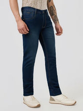 Parx Men Low Rise Tapered Fit Knitted Pattern Cotton Blend Jeans (Size: 32)-XCYA03064-B8 Blue