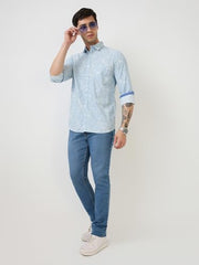 Parx Men Low Rise Tapered Fit Knitted Pattern Cotton Polyester Blend Jeans (Size: 32)-XCYA03123-B5 Blue