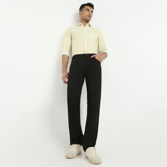 Parx Men Mid Rise Straight Fit Knitted Pattern Cotton Polyester Blend Jeans-XCYN03155-K9 Black