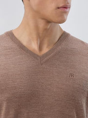 Raymond Men Regular Fit Solid Pattern Marino Wool Acryalic Blend Rib Collar Full Sleeve Casual Sweater