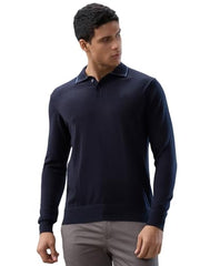 Raymond Men Contemporary Fit Solid Pattern Marino Wool Acryalic Blend Rib Collar Full Sleeve Casual Sweater