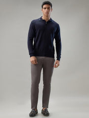 Raymond Men Contemporary Fit Solid Pattern Marino Wool Acryalic Blend Rib Collar Full Sleeve Casual Sweater