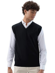 Raymond Men Regular Fit Solid Pattern Marino Wool Acryalic Blend V Neck Sleeveless Casual Sweater