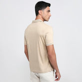 Park Avenue Men Regular Fit Solid Pattern Pure Cotton Half Sleeve Polo Neck Casual T-Shirt Medium Fawn