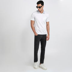 Park Avenue Men Regular Fit Print Pattern Pure Cotton Half Sleeve Polo Neck Casual T-Shirt Medium Grey