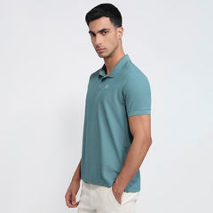 Parx Men Regular Fit Solid Pattern Pure Polyester Polo Neck Half Sleeve Straight Hem Casual T-Shirt