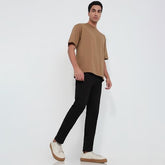 Parx Men Loose Fit Knitted Pattern Cotton Polyester Blend Flat Front Casual Jeans Black