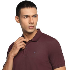 blackberrys Men's Slim Fit Solid Wine Casual T Shirts