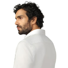 Blackberry Men Super White India slim fit formal shirt with full sleeves, streamlined tailoring, ideal for versatile everyday office wear.