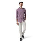 Blackberrys Men's Slim Fit Solid Grey Casual Trousers