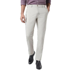 Blackberrys Men's Slim Fit Solid Grey Casual Trousers