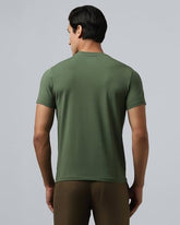Blackberrys Men's Green Cotton Blend Letter Slim Tshirts