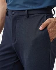 Blackberrys Men Textured Super Slim Fit Formal Trouser | Polyester Blend | Wrinkle Resist & Smart Dry | Navy