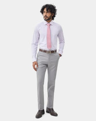 Blackberrys Men Textured Super Slim Fit Formal Trouser | Viscose Rayon Blend | Clean Front & Cross Pocket | Grey
