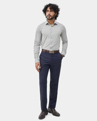 Blackberrys Men Textured Super Slim Fit Formal Trouser | Viscose Rayon Blend | Clean Front & Cross Pocket | Navy