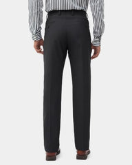 Blackberrys Men Textured Super Slim Fit Formal Trouser | Viscose Rayon Blend | Clean Front & Cross Pocket | Charcoal