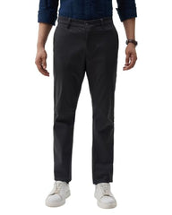 Blackberrys Men Textured Slim Fit Casual Trouser | Cotton Blend | Stretchable | Charcoal