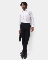 Blackberrys Men Solid Textured Slim Comfort Formal Shirt | 100% Cotton | Breathable | Chest Pocket White