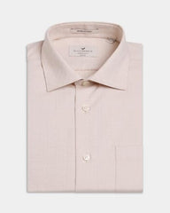 Blackberrys Men Textured Slim Fit Formal Shirt | 100% Cotton | Wrinkle Resistant | Wrinkle Free | Beige