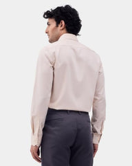 Blackberrys Men Textured Slim Fit Formal Shirt | 100% Cotton | Wrinkle Resistant | Wrinkle Free | Beige