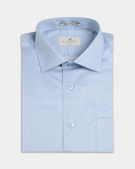Blackberrys Men Micro Print Slim Fit Formal Shirt | 100% Cotton Poplin | Wrinkle Resistant | Light Blue