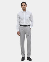 Blackberrys Men Structured Slim Fit Formal Trouser | Rayon Blend | Stretchable Waistband | Grey