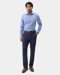 Blackberrys Men Geometric Micro Print Slim Fit Formal Shirt | 100% Cotton | Breathable | Mid Blue