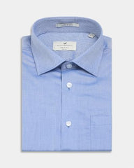 Blackberrys Men Geometric Micro Print Slim Fit Formal Shirt | 100% Cotton | Breathable | Mid Blue