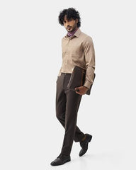 Blackberrys Men's Solid Brown Slim-Fit Trousers |Office Wear & Casual Wear
