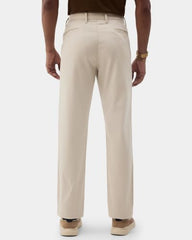 Blackberrys Men Dobby Textured Slim Fit Casual Trouser | Cotton Blend | Stretchable | Cream