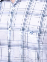 Crimsoune Club Men's White Checked 100% Cotton Shirt (L)