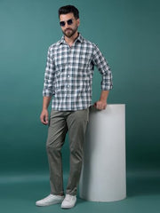 Crimsoune Club Men's Green Checked 100% Cotton Shirt (XXL)