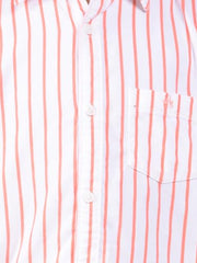 Crimsoune Club Boy's Orange Vertical Stripes 100% Cotton Corduory Shirt (7-8Y)