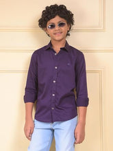 Crimsoune Club Boy's Purple 100% Cotton Shirt (15-16Y)