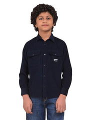 Crimsoune Club Boy's Blue 100% Cotton Corduory Shirt (11-12Y)