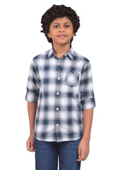 Crimsoune Club Boy's Green Checked 100% Cotton Shirt (7-8Y)