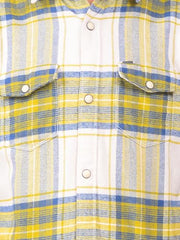 Crimsoune Club Boy's Yellow Checked 100% Cotton Shirt (13-14Y)
