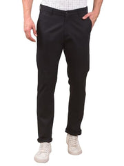 Black men's casual trousers by Crimsoune Club, shown laid flat with a focus on the fabric and fit.