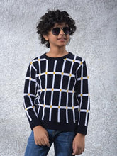 Crimsoune Club Boy's Black Checked Sweater (11-12Y)