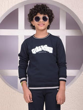 Crimsoune Club Boy's Navy Blue Typographic Print Sweatshirt (5-6Y)