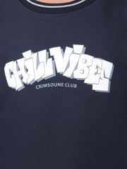 Crimsoune Club Boy's Navy Blue Typographic Print Sweatshirt (5-6Y)