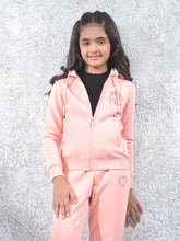 Crimsoune Club Girl's Pink Hooded Neck Knitted Sweatshirt (9-10Y)